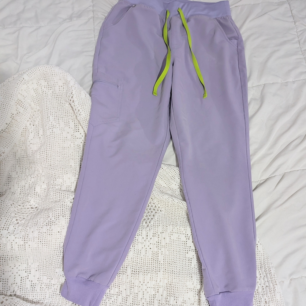 Lavender Dew Figs Zamora Drawstring Jogger Pants with Neon Trim